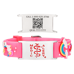 QR Code Child Titanium Medical ID Bracelet Bright Pink